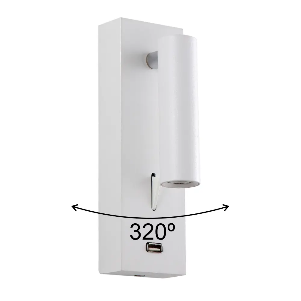 Фото Настенный светильник светодиодный Crystal Lux 210 Clt 210w usb wh теплый белый (желтый) свет цвет белый Фото Настенный светильник светодиодный Crystal Lux 210 Clt 210w usb wh теплый белый (желтый) свет цвет белый