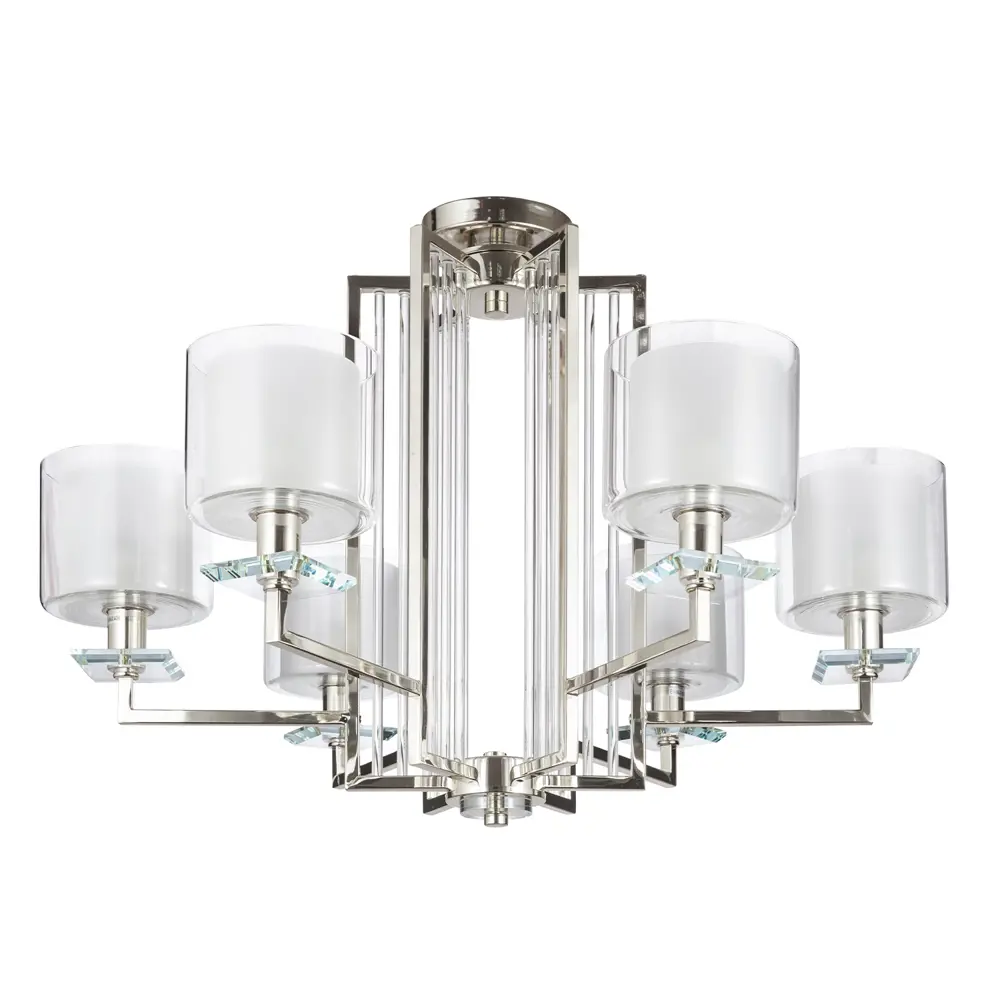 Фото 2 Люстра подвесная Crystal Lux Nicolas sp-pl6 nickel-white 6 ламп 14 м² цвет прозрачный/никель Фото 2 Люстра подвесная Crystal Lux Nicolas sp-pl6 nickel-white 6 ламп 14 м² цвет прозрачный/никель