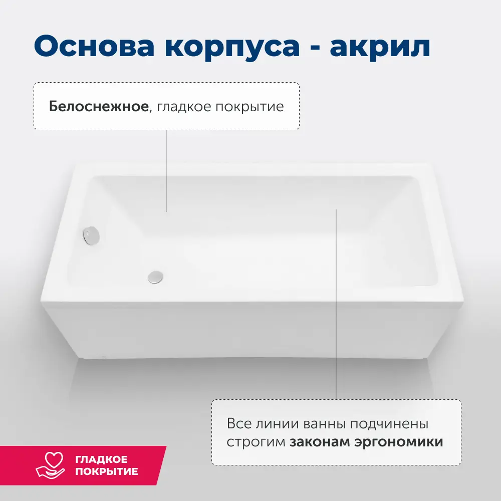 Фото 6 Прямоугольная ванна Aquanet Grace 00312397 акрил 170x75см Фото 6 Прямоугольная ванна Aquanet Grace 00312397 акрил 170x75см