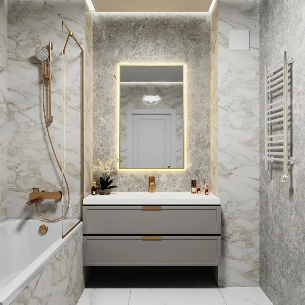 Фото 3 Зеркало со встроенной подсветкой One mirror 11060зст 60x110 см Фото 3 Зеркало со встроенной подсветкой One mirror 11060зст 60x110 см