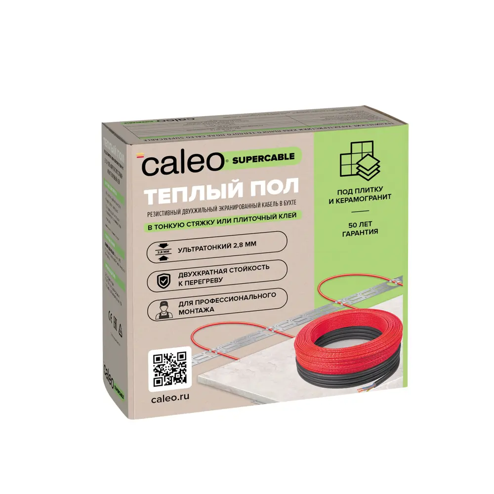 Фото Нагревательный кабель для теплого пола Caleo Supercable 18W-80 80 м 1440 Вт Фото Нагревательный кабель для теплого пола Caleo Supercable 18W-80 80 м 1440 Вт