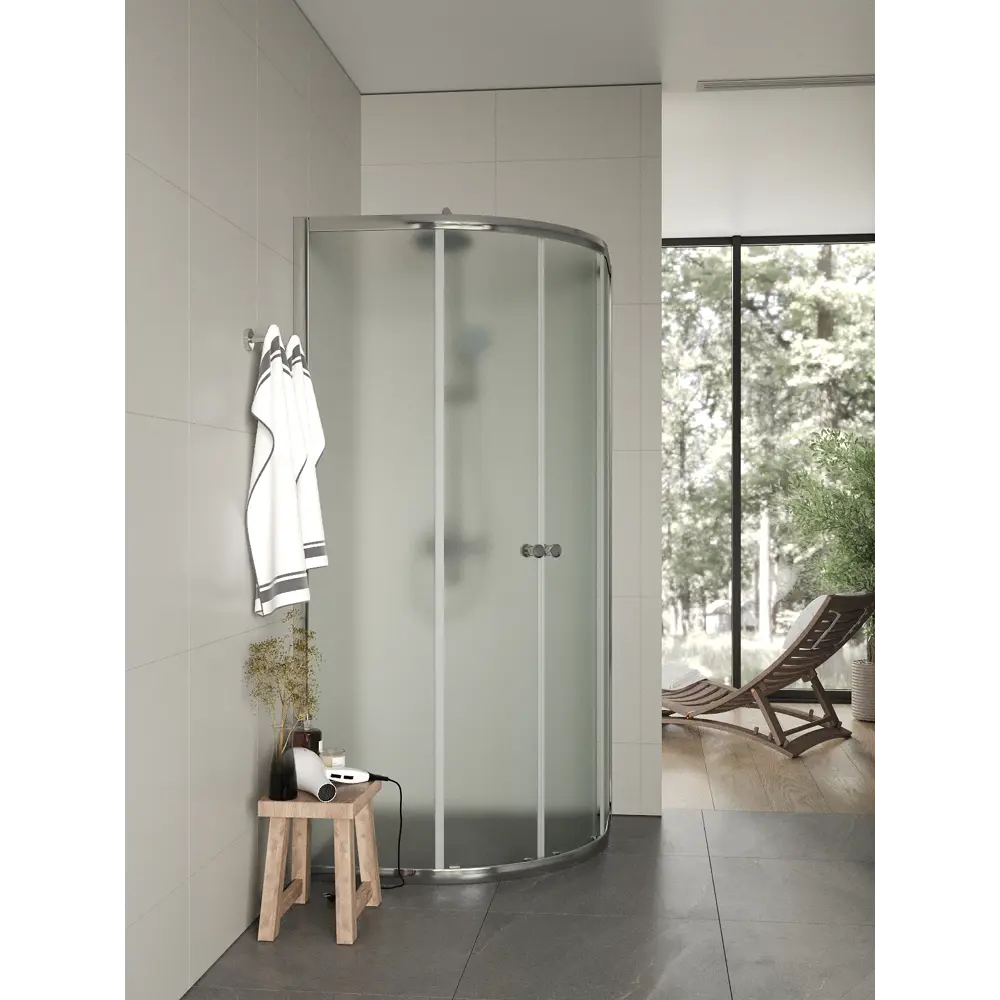 Фото 3 Душевой уголок Topline SC190M-G 1/4 круга 88x88см хромированный профиль эффект стекла матовый Фото 3 Душевой уголок Topline SC190M-G 1/4 круга 88x88см хромированный профиль эффект стекла матовый