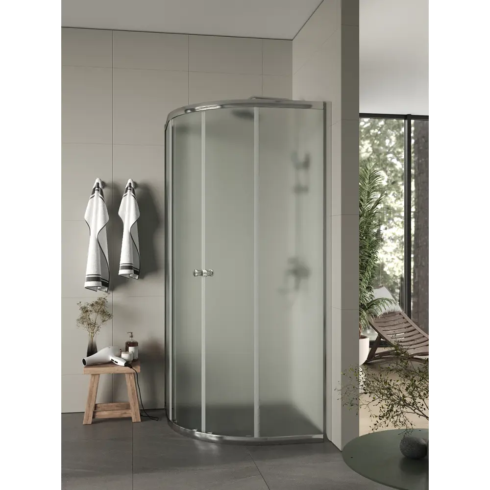 Фото 2 Душевой уголок Topline SC190M-G 1/4 круга 88x88см хромированный профиль эффект стекла матовый Фото 2 Душевой уголок Topline SC190M-G 1/4 круга 88x88см хромированный профиль эффект стекла матовый