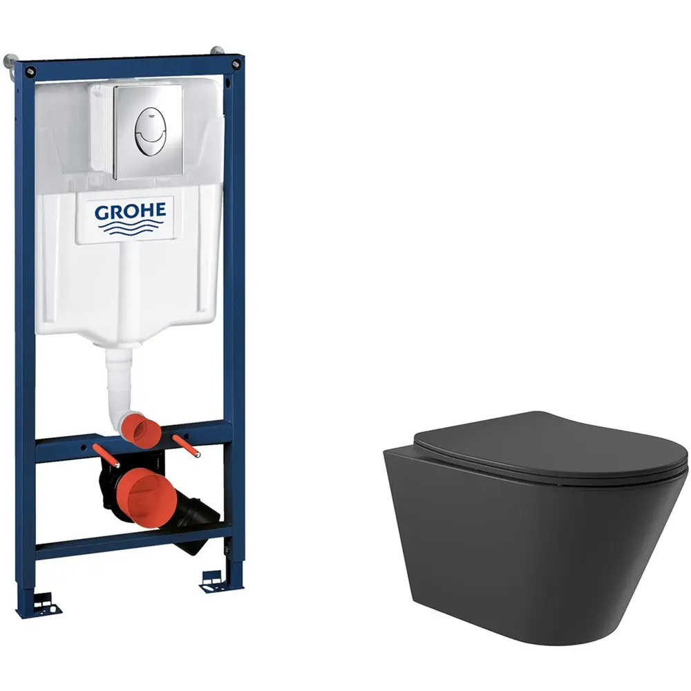 Фото 2 Инсталляция GROHE Rapid SL с клавишей смыва Skate Air (3 реж) 3-в-1 (113 м)(38721001) и унитаз 525*360 Soft-Close черный матовый конус Фото 2 Инсталляция GROHE Rapid SL с клавишей смыва Skate Air (3 реж) 3-в-1 (113 м)(38721001) и унитаз 525*360 Soft-Close черный матовый конус
