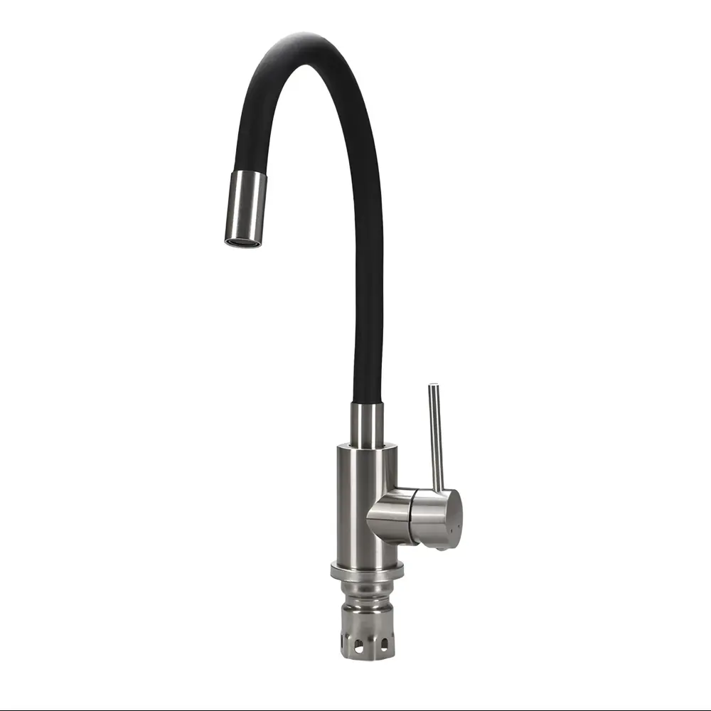 Фото Смеситель для кухни Wasser zimmer Zm-7721-2A-761 гибкий излив 20.5 см цвет черный/сатин Фото Смеситель для кухни Wasser zimmer Zm-7721-2A-761 гибкий излив 20.5 см цвет черный/сатин