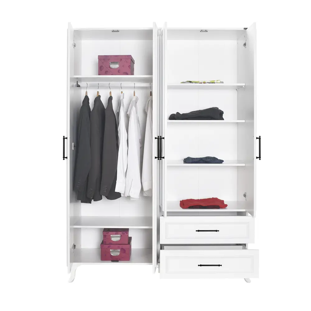 Фото 6 Шкаф Adore GRD-1042-DD-3 138x199x51 см ДСП цвет белый Фото 6 Шкаф Adore GRD-1042-DD-3 138x199x51 см ДСП цвет белый