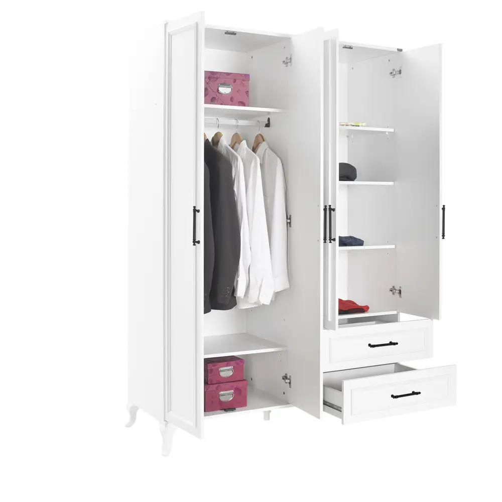 Фото 3 Шкаф Adore GRD-1042-DD-3 138x199x51 см ДСП цвет белый Фото 3 Шкаф Adore GRD-1042-DD-3 138x199x51 см ДСП цвет белый