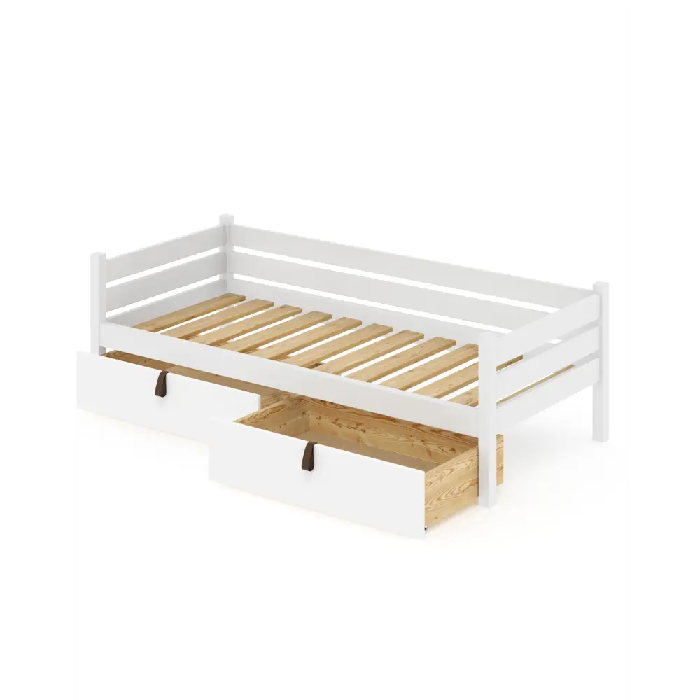 Фото Тахта односпальная Solarius реечное основание с 2 выкатными ящиками 110x63x210 см сосна цвет белый Фото Тахта односпальная Solarius реечное основание с 2 выкатными ящиками 110x63x210 см сосна цвет белый