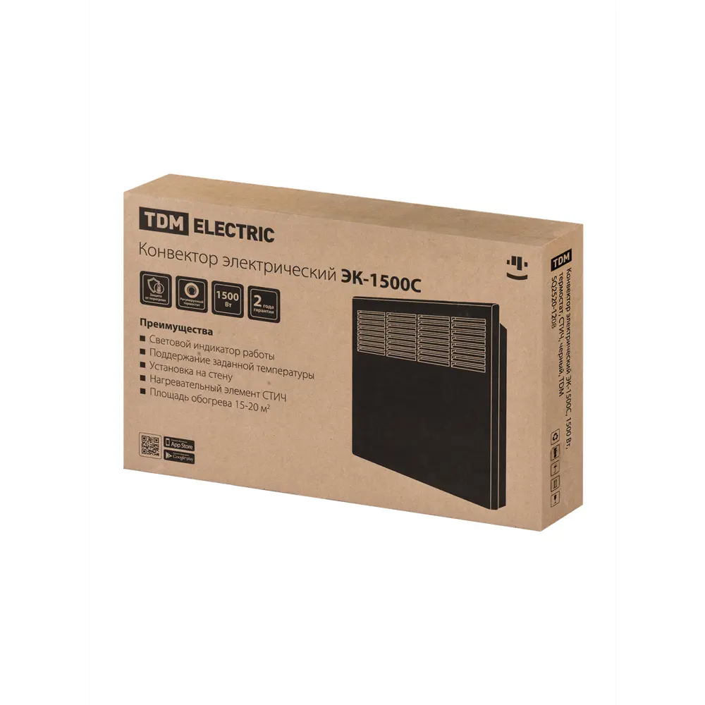 Фото 10 Конвектор электрический Tdm Electric SQ2520-1208 1500 Вт цвет черный Фото 10 Конвектор электрический Tdm Electric SQ2520-1208 1500 Вт цвет черный