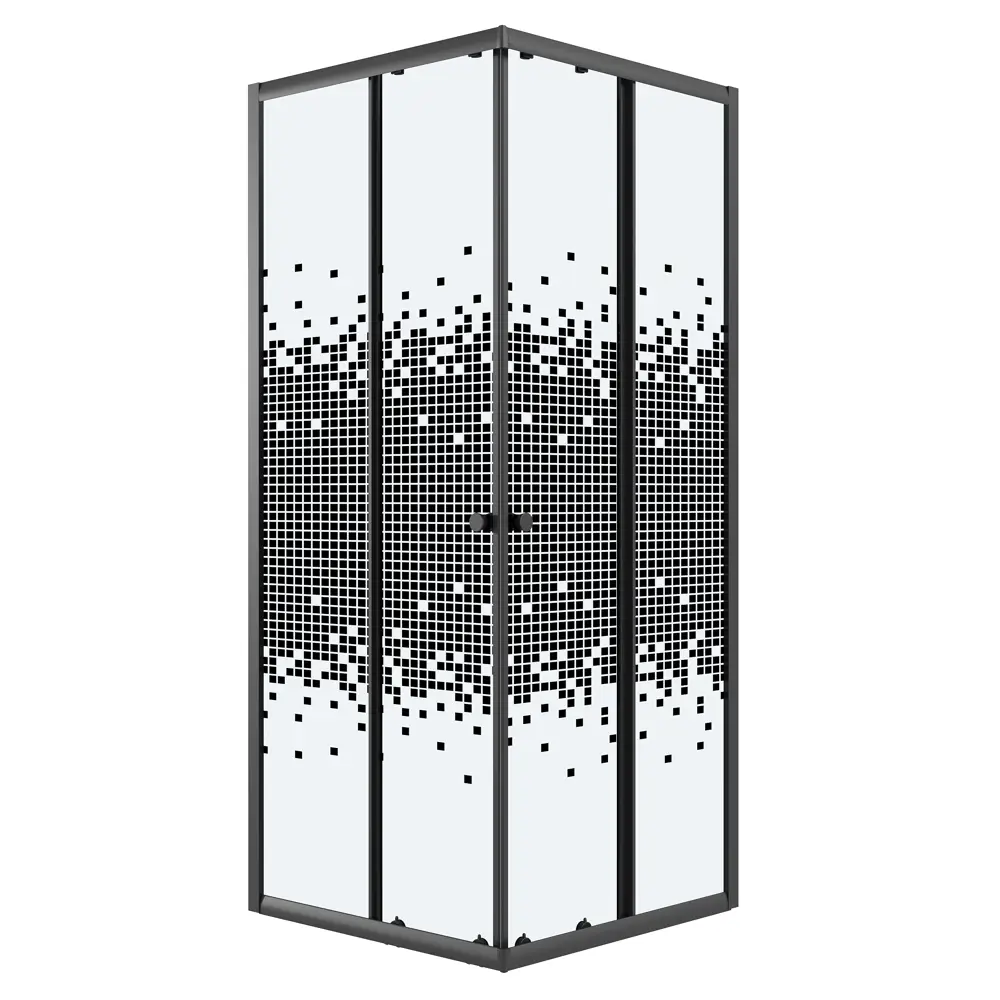 Фото Душевой уголок Niagara Eco NG-1009-14QBLACK квадрат 90x90см черный профиль эффект стекла матовый Фото Душевой уголок Niagara Eco NG-1009-14QBLACK квадрат 90x90см черный профиль эффект стекла матовый