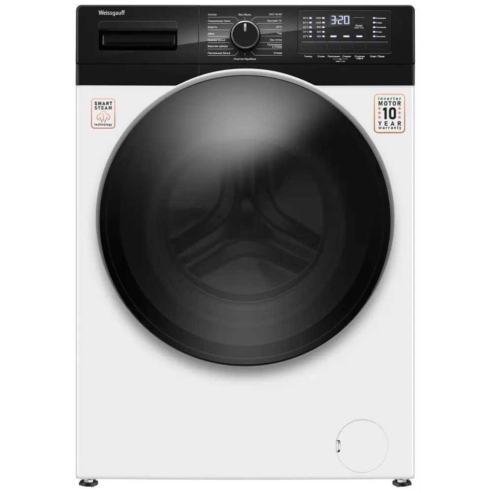 Фото Стиральная машина Weissgauff Wm 61210 dc inverter steam 60x84x59 см 10 кг цвет белый Фото Стиральная машина Weissgauff Wm 61210 dc inverter steam 60x84x59 см 10 кг цвет белый