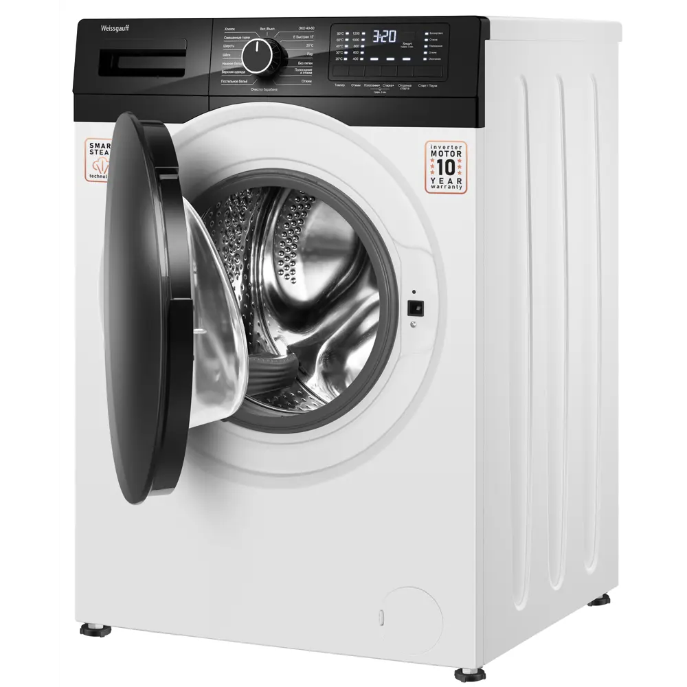 Фото 4 Стиральная машина Weissgauff Wm 61210 dc inverter steam 60x84x59 см 10 кг цвет белый Фото 4 Стиральная машина Weissgauff Wm 61210 dc inverter steam 60x84x59 см 10 кг цвет белый