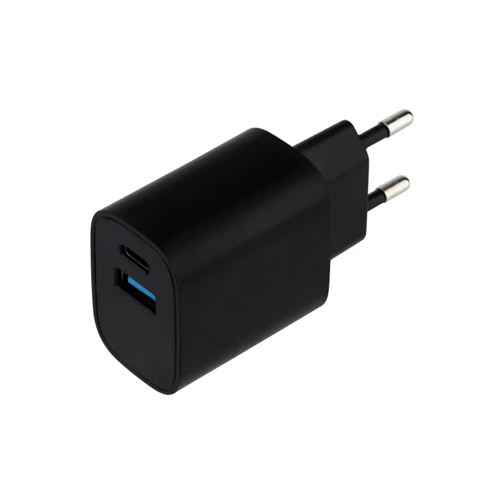 Фото Сетевое зарядное устройство Rexant USB + Type-C 2.4A черное Фото Сетевое зарядное устройство Rexant USB + Type-C 2.4A черное