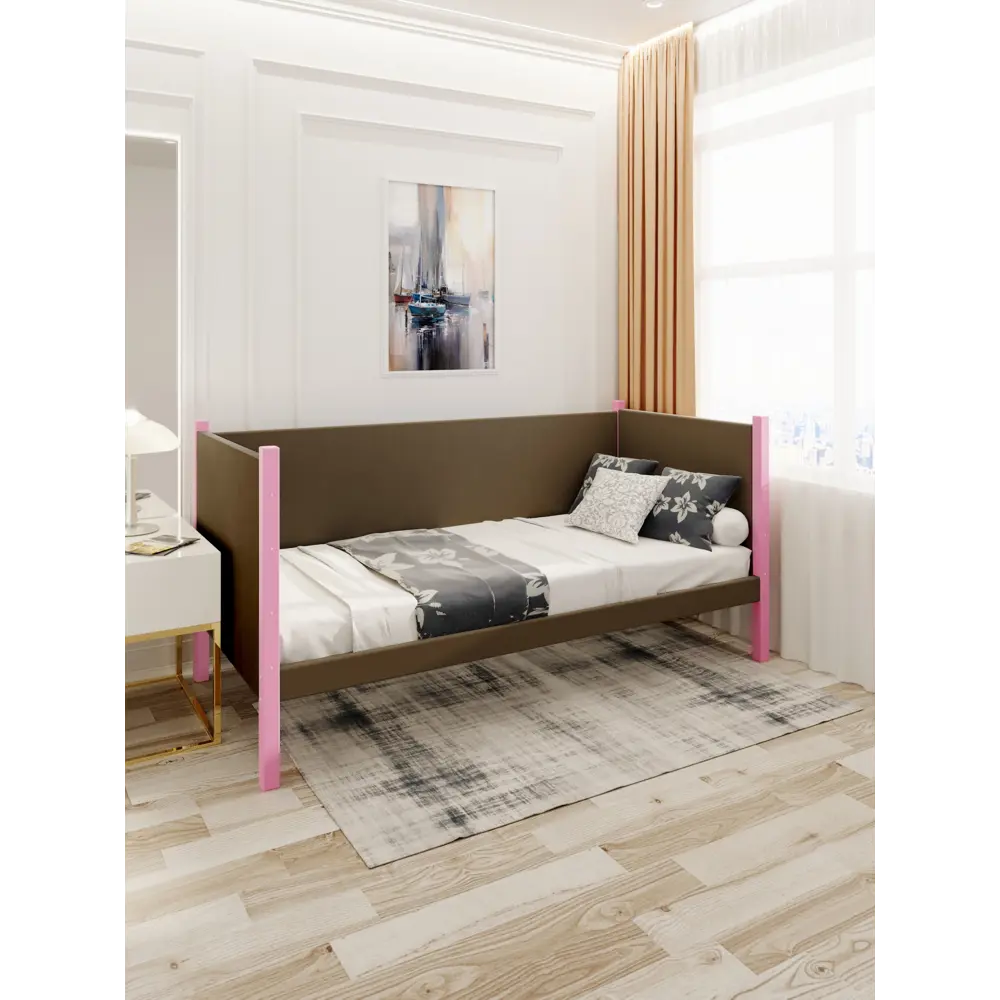 Фото 3 Кровать Solarius Тахта реечное основание kor90-200roz 100 x 101 x 210 см дерево цвет коричневый, розовый Фото 3 Кровать Solarius Тахта реечное основание kor90-200roz 100 x 101 x 210 см дерево цвет коричневый, розовый