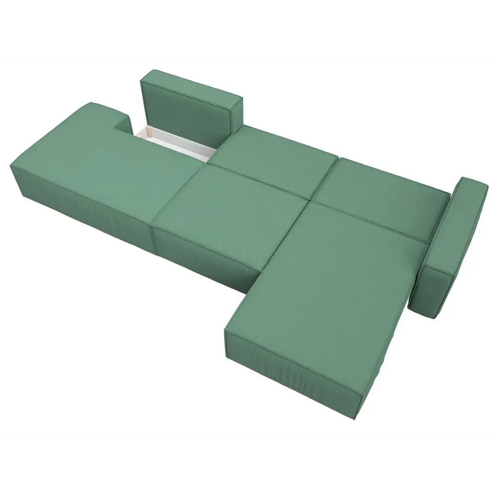 Фото 2 Диван угловой Прага модерн лонг правый угол Лига диванов 124845 380x90x170 см рогожка цвет амур 11 зеленый