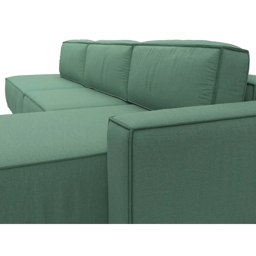 Фото 5 Диван угловой Прага модерн лонг правый угол Лига диванов 124845 380x90x170 см рогожка цвет амур 11 зеленый