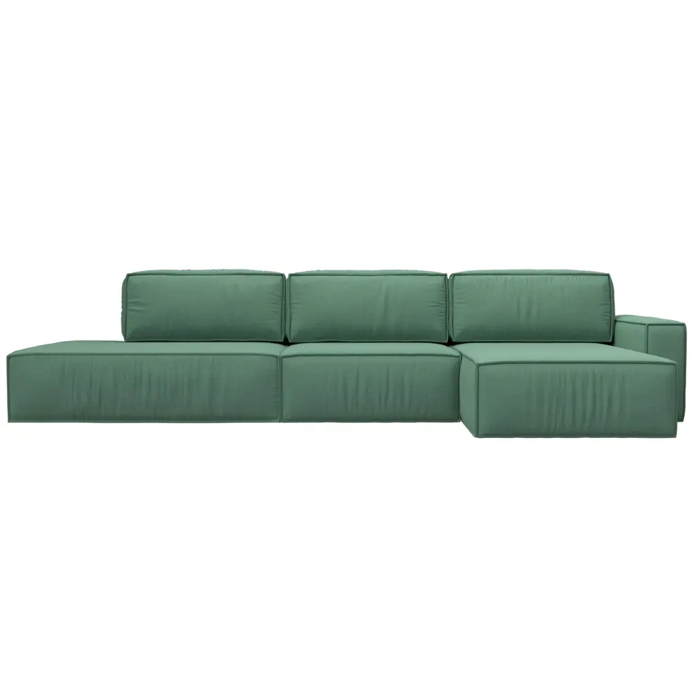 Фото 4 Диван угловой Прага модерн лонг правый угол Лига диванов 124845 380x90x170 см рогожка цвет амур 11 зеленый