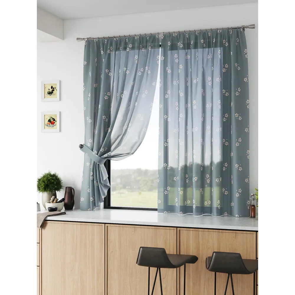 Фото 2 Тюль Comfy way Базовая комплектация CW786054 на шторной ленте 160x150 см цвет серый Фото 2 Тюль Comfy way Базовая комплектация CW786054 на шторной ленте 160x150 см цвет серый