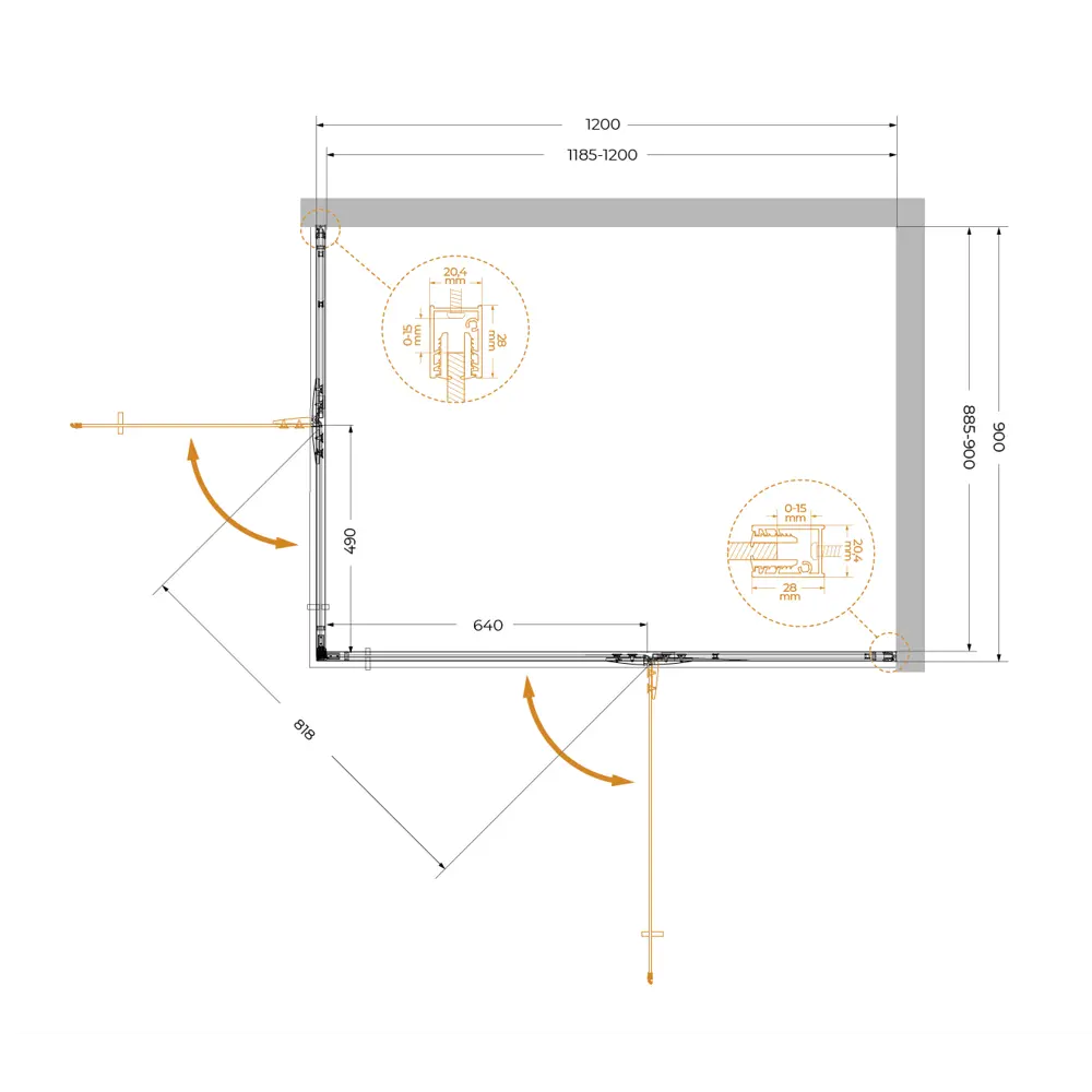 Фото 5 Душевой уголок Cezares LINER LINER-AH-1-120/90-C-Cr-R прямоугольный 120x90см серебристый блеск профиль эффект стекла прозрачный Фото 5 Душевой уголок Cezares LINER LINER-AH-1-120/90-C-Cr-R прямоугольный 120x90см серебристый блеск профиль эффект стекла прозрачный