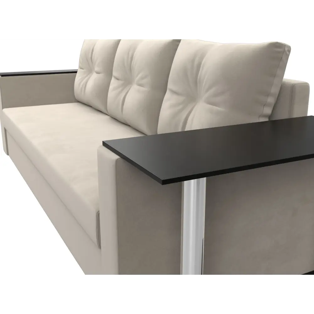 Фото 3 Диван прямой Атланта со столом справа Лига диванов 112478R 230x90x80 см микровельвет цвет бежевый