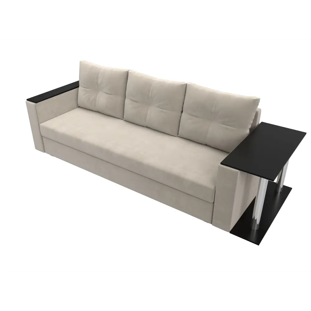 Фото 6 Диван прямой Атланта со столом справа Лига диванов 112478R 230x90x80 см микровельвет цвет бежевый