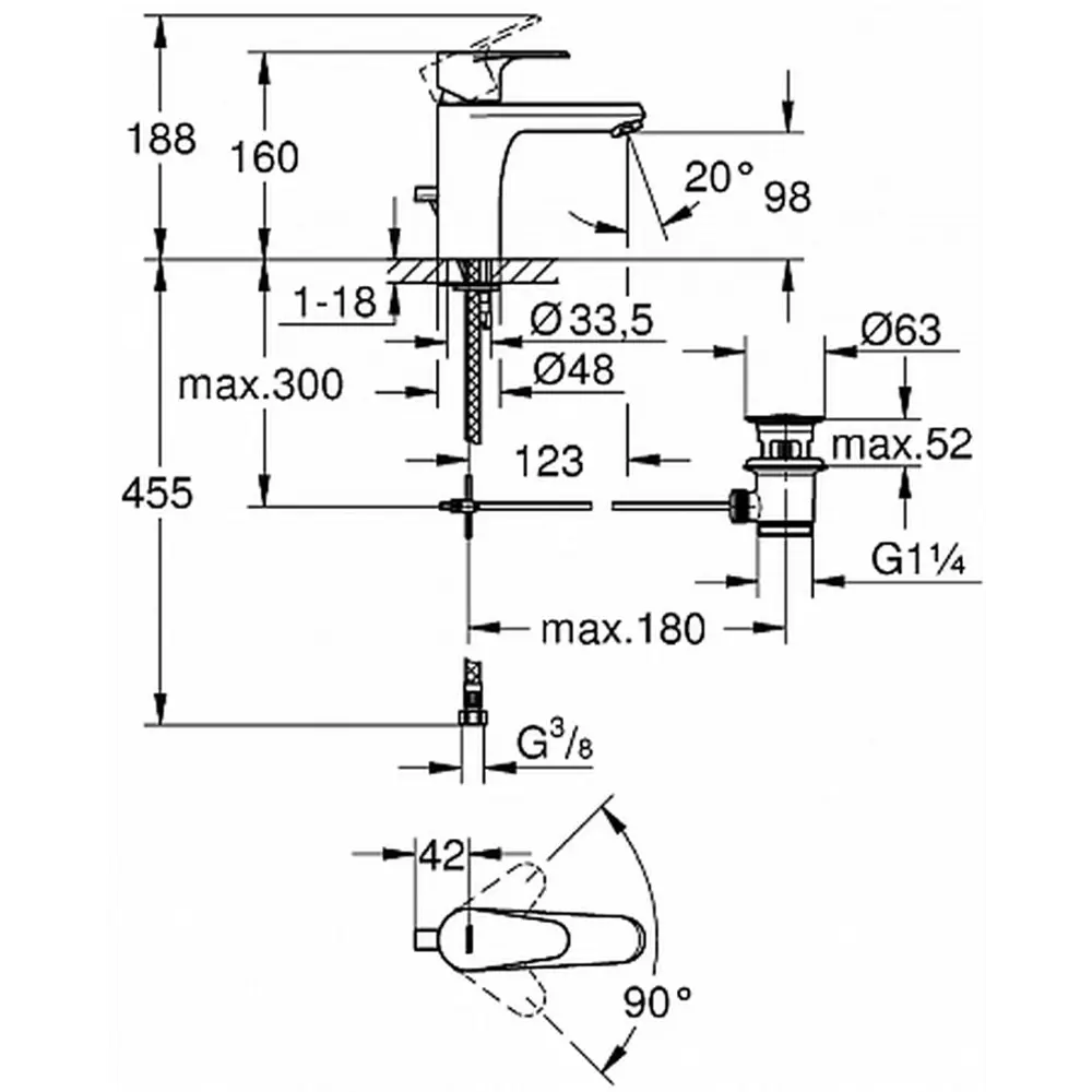 Фото 2 Смеситель для раковины Grohe Vigour Clivia 75140326 однорычажный цвет хром Фото 2 Смеситель для раковины Grohe Vigour Clivia 75140326 однорычажный цвет хром
