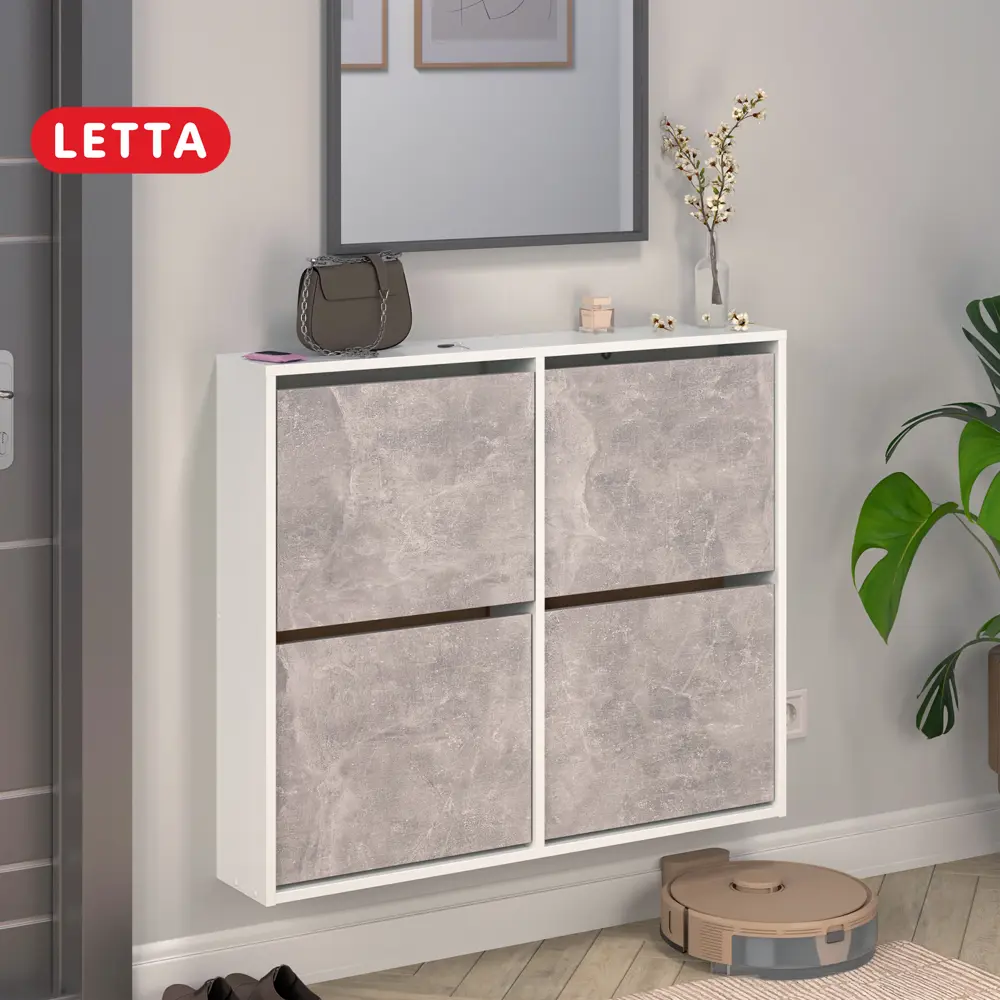 Фото Обувница Letta Сити 96.2x80.2x17 см 4 полки ЛДСП цвет белый Фото Обувница Letta Сити 96.2x80.2x17 см 4 полки ЛДСП цвет белый