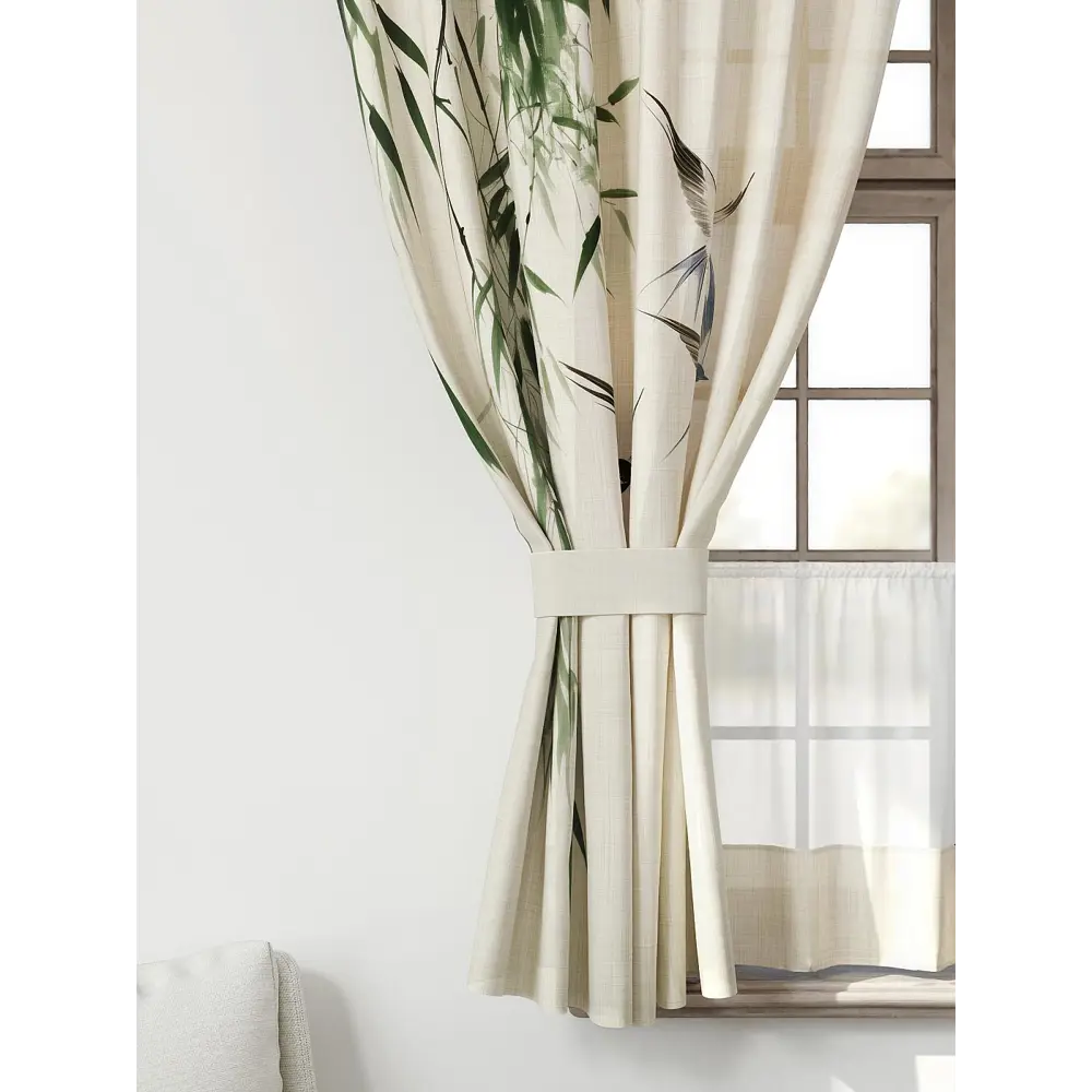Фото 4 Комплект штор Comfy way CW705126-160 на шторной ленте 160x150 см цвет бежевый, зеленый Фото 4 Комплект штор Comfy way CW705126-160 на шторной ленте 160x150 см цвет бежевый, зеленый