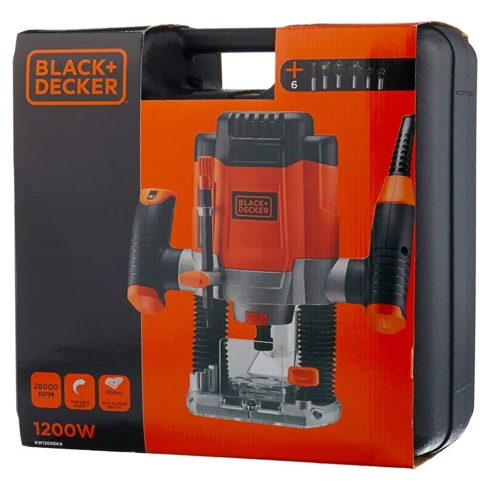 Фото 2 Фрезер сетевой универсальный Black+Decker KW1200EKA, 1200 Вт Фото 2 Фрезер сетевой универсальный Black+Decker KW1200EKA, 1200 Вт