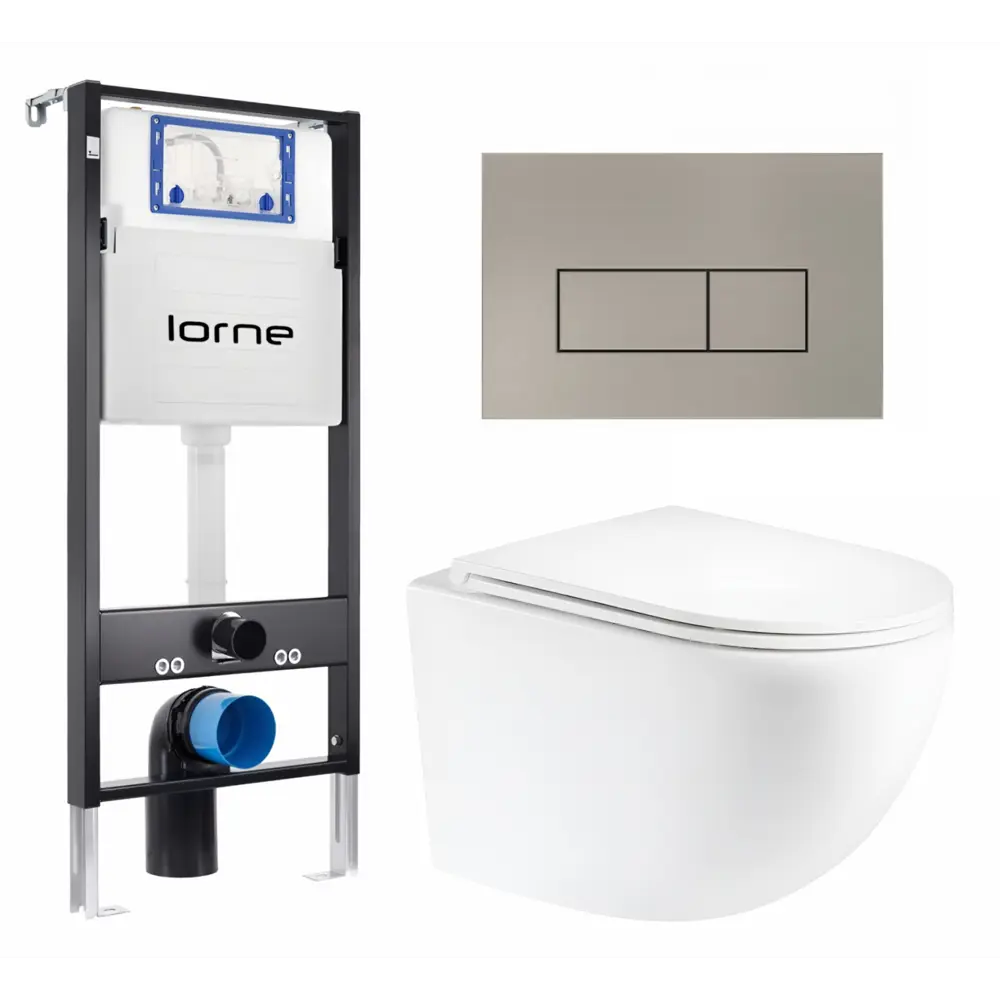 Фото Комплект 3 в 1 инсталляция Lorne Profi LN7002500 630154 с унитазом подвесным Enio Unico EN3103895, кнопка матовая нержавеющая сталь Rectangle Фото Комплект 3 в 1 инсталляция Lorne Profi LN7002500 630154 с унитазом подвесным Enio Unico EN3103895, кнопка матовая нержавеющая сталь Rectangle