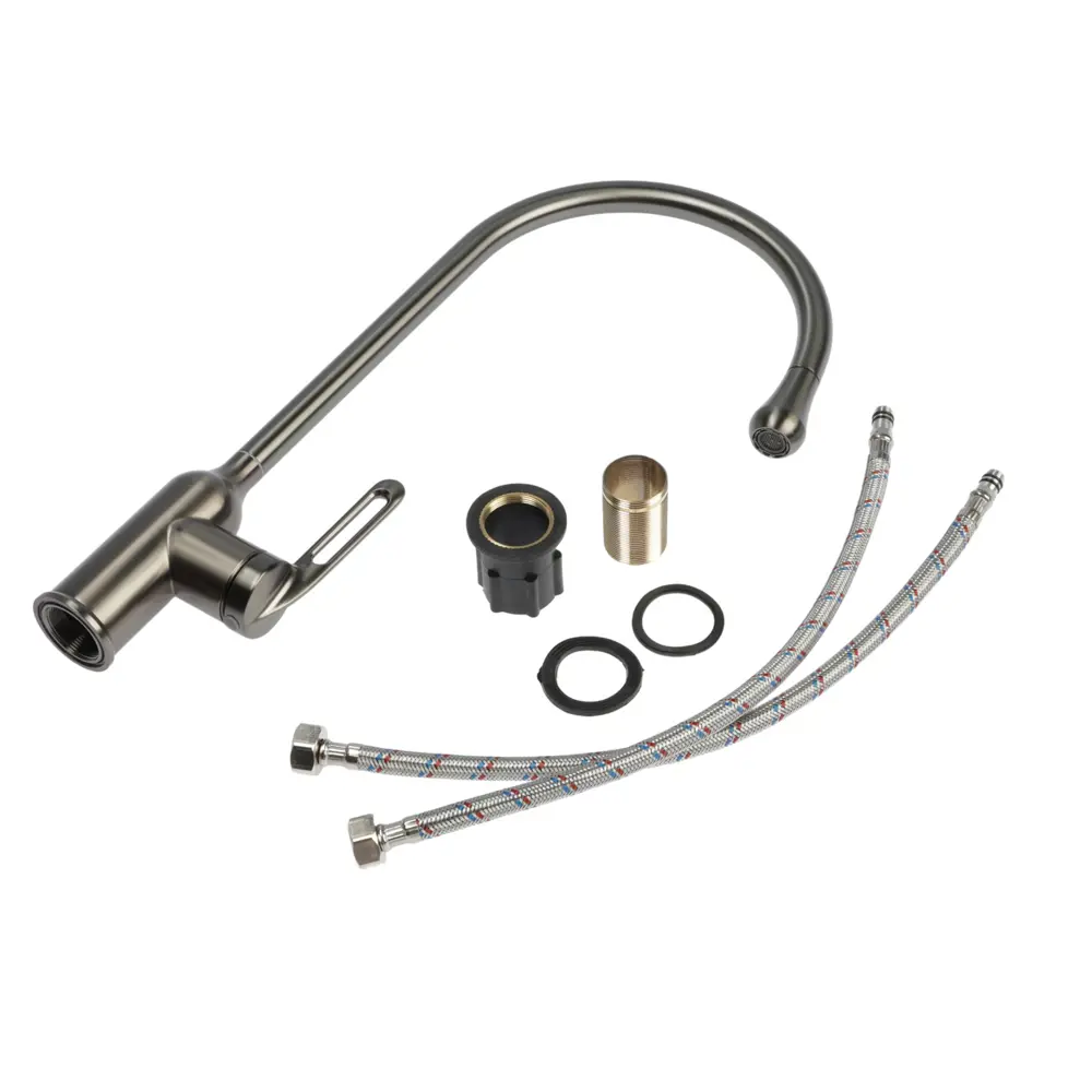 Фото 6 Смеситель для кухни Zein 9932050 поворотный излив 26 см цвет сатин