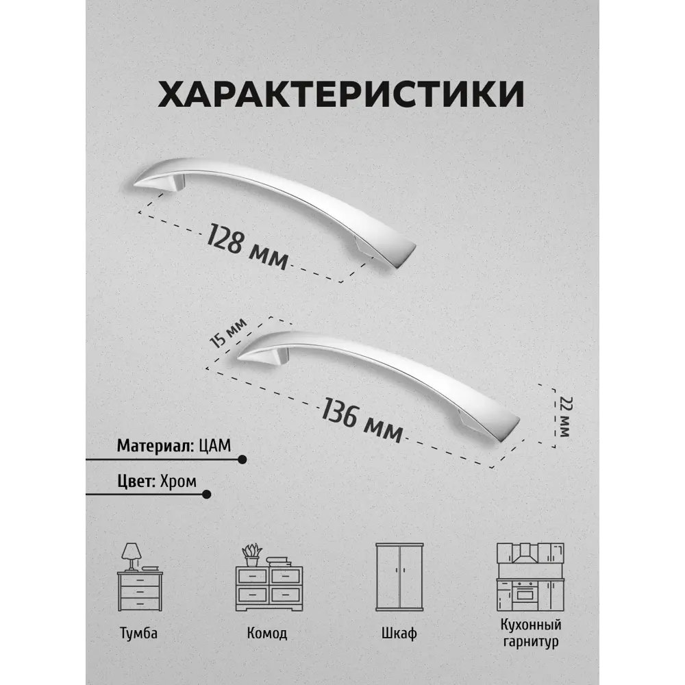 Фото 2 Мебельная ручка-скоба Kerron S-2210-96 96 мм хром 10 шт Фото 2 Мебельная ручка-скоба Kerron S-2210-96 96 мм хром 10 шт