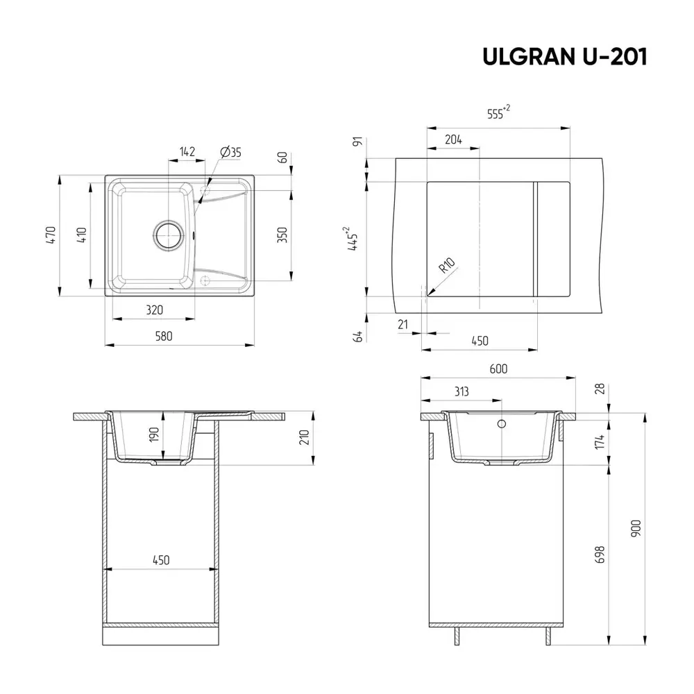 Фото 4 Мойка для кухни Ulgran U-201-309 цвет темно-цвет серый Фото 4 Мойка для кухни Ulgran U-201-309 цвет темно-цвет серый