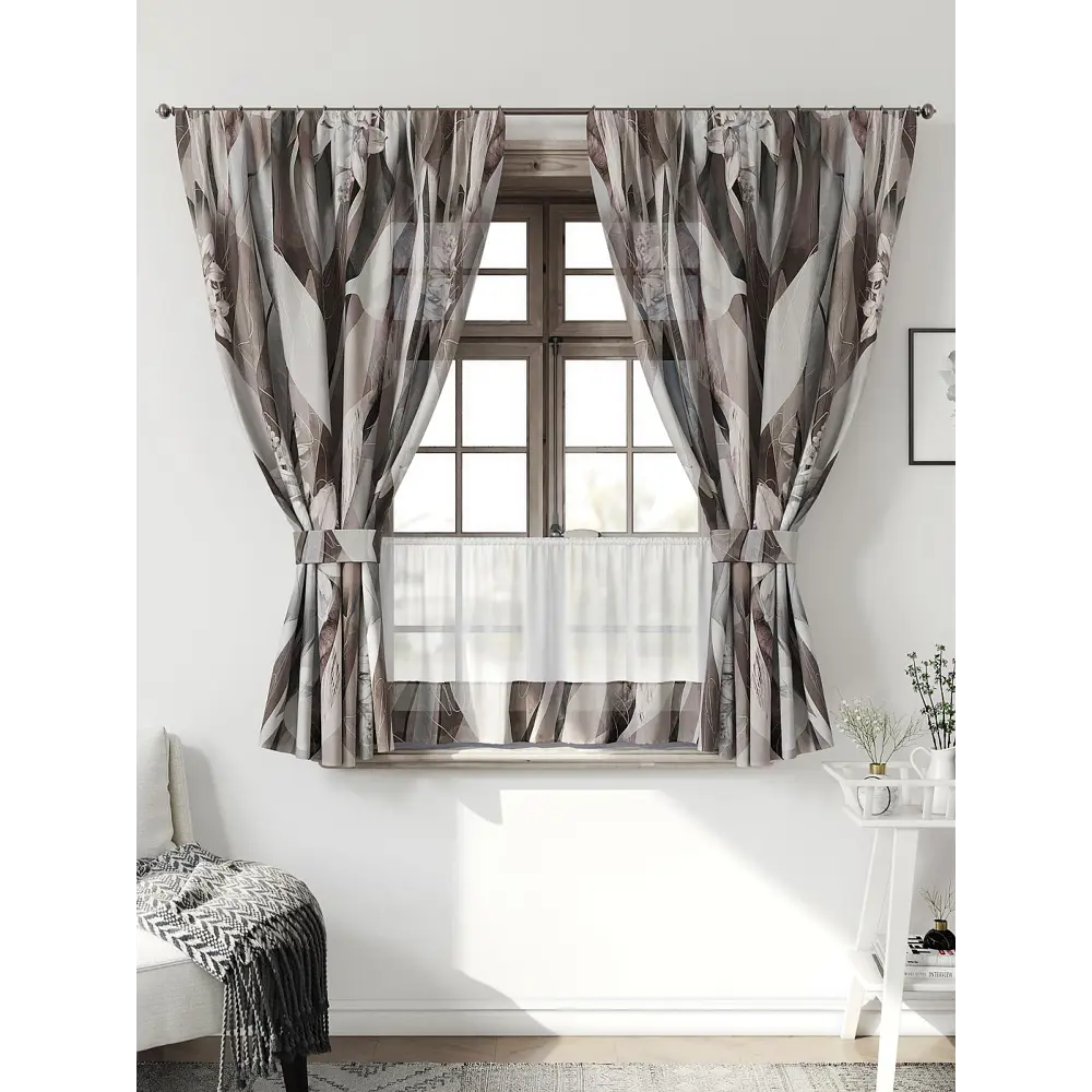 Фото Комплект штор Comfy way CW705130-160 на шторной ленте 160x150 см цвет бежевый, кремовый, светло-бежевый, светло-серый, слоновая кость Фото Комплект штор Comfy way CW705130-160 на шторной ленте 160x150 см цвет бежевый, кремовый, светло-бежевый, светло-серый, слоновая кость