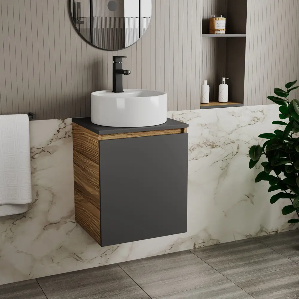 Фото 2 Тумба Bauedge Bau Dream Blackwood 50 графит раковина Element D40 белая смеситель Hotel Black черный Фото 2 Тумба Bauedge Bau Dream Blackwood 50 графит раковина Element D40 белая смеситель Hotel Black черный