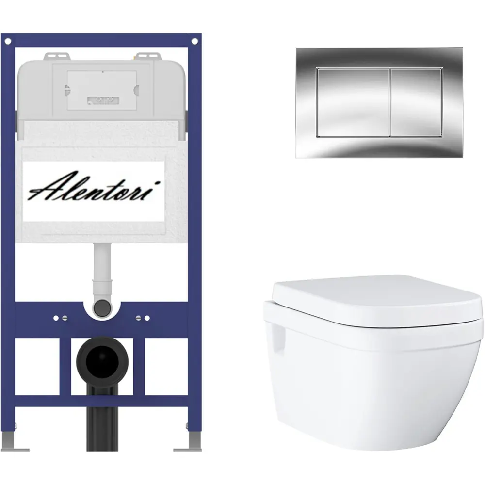 Фото 4 Инсталляция Alentori SISTEMA 52 AL.SIS11T с клавишей Alentori CHIAVE A гл/хром AL.CHI012CH и унитаз GROHE Euro Ceramic микролифт альпин-белый Фото 4 Инсталляция Alentori SISTEMA 52 AL.SIS11T с клавишей Alentori CHIAVE A гл/хром AL.CHI012CH и унитаз GROHE Euro Ceramic микролифт альпин-белый