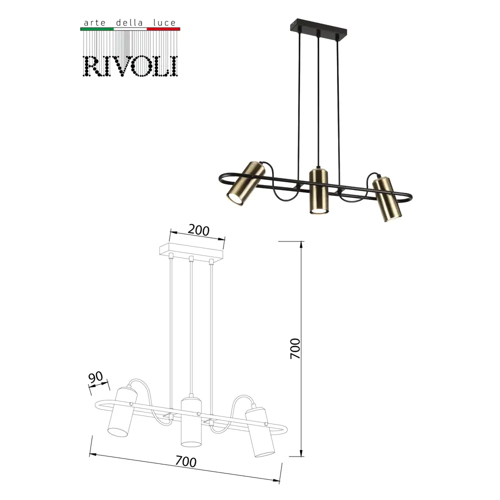 Фото 5 Люстра подвесная Rivoli Б0051248 3 лампы 9 м² цвет бронза/черный Фото 5 Люстра подвесная Rivoli Б0051248 3 лампы 9 м² цвет бронза/черный