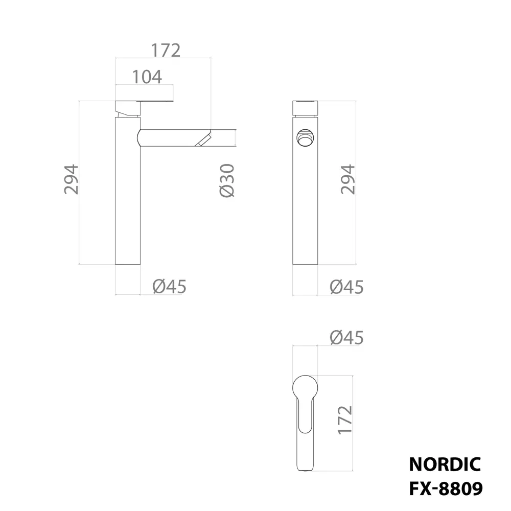 Фото 3 Cмеситель для раковины Fixsen Nordic однорычажный высокий цвет черный матовый Фото 3 Cмеситель для раковины Fixsen Nordic однорычажный высокий цвет черный матовый
