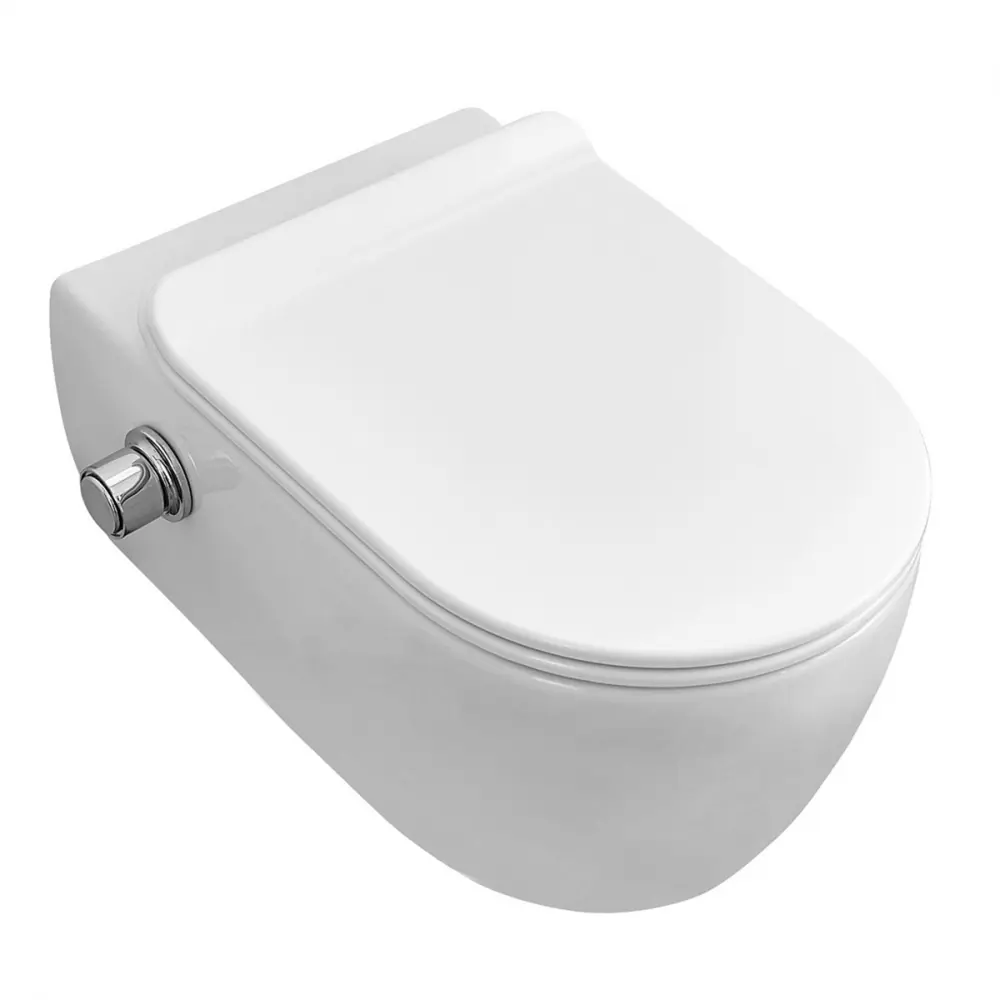 Фото Унитаз SSWW CT2039V-B подвесной, безободковый, с сиденьем микролифт, с функцией биде, цвет белый глянцевый Фото Унитаз SSWW CT2039V-B подвесной, безободковый, с сиденьем микролифт, с функцией биде, цвет белый глянцевый