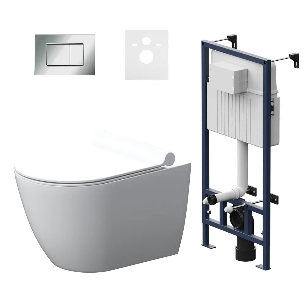 Фото 5 Инсталляция с подвесным безободковым унитазом Damixa Scandi Pure DX36.IS40251.1700 с кнопкой глянцевый хром Square, с сиденьем микролифт Фото 5 Инсталляция с подвесным безободковым унитазом Damixa Scandi Pure DX36.IS40251.1700 с кнопкой глянцевый хром Square, с сиденьем микролифт