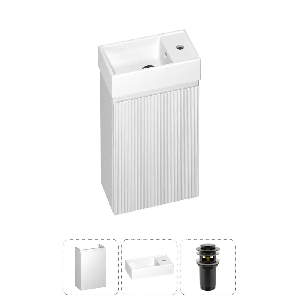 Фото Тумба с раковиной подвесная Wellsee WC Area 20216827R с донным клапаном цвет белый Фото Тумба с раковиной подвесная Wellsee WC Area 20216827R с донным клапаном цвет белый