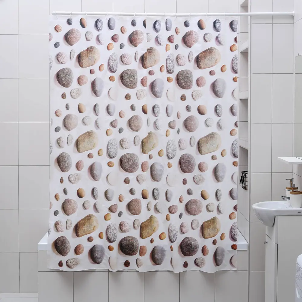 Фото Шторка для ванной комнаты Доляна 827448 180x180см цвет коричневый