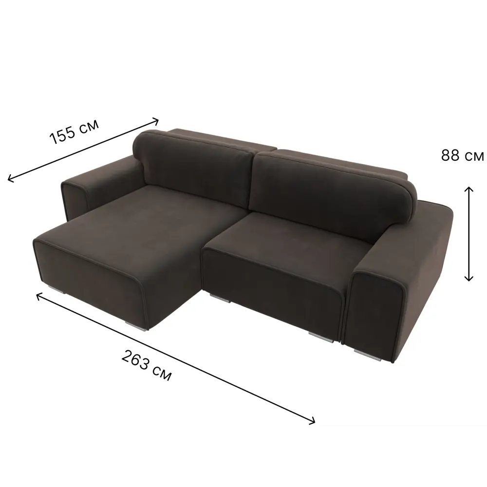Фото 9 Диван угловой Лига-029 левый угол Лига диванов 121927L 263x88x155 см велюр цвет коричневый Фото 9 Диван угловой Лига-029 левый угол Лига диванов 121927L 263x88x155 см велюр цвет коричневый