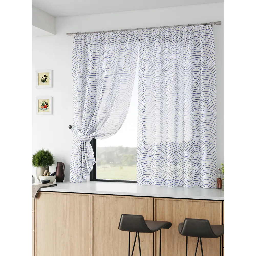 Фото 2 Тюль Comfy way Базовая комплектация CW786093 на шторной ленте 160x150 см цвет синий Фото 2 Тюль Comfy way Базовая комплектация CW786093 на шторной ленте 160x150 см цвет синий