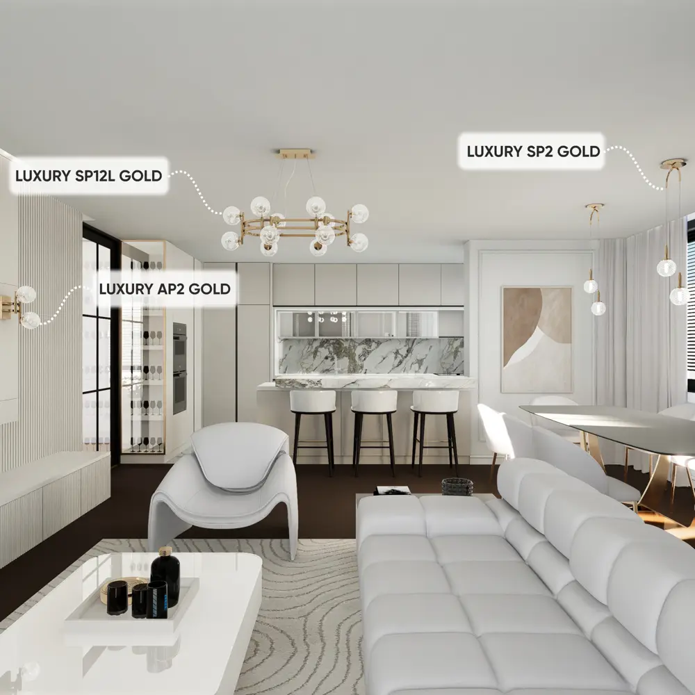 Фото 3 Люстра подвесная Crystal lux Luxury Cu_2270_312n 12 ламп 27 м² цвет золото Фото 3 Люстра подвесная Crystal lux Luxury Cu_2270_312n 12 ламп 27 м² цвет золото