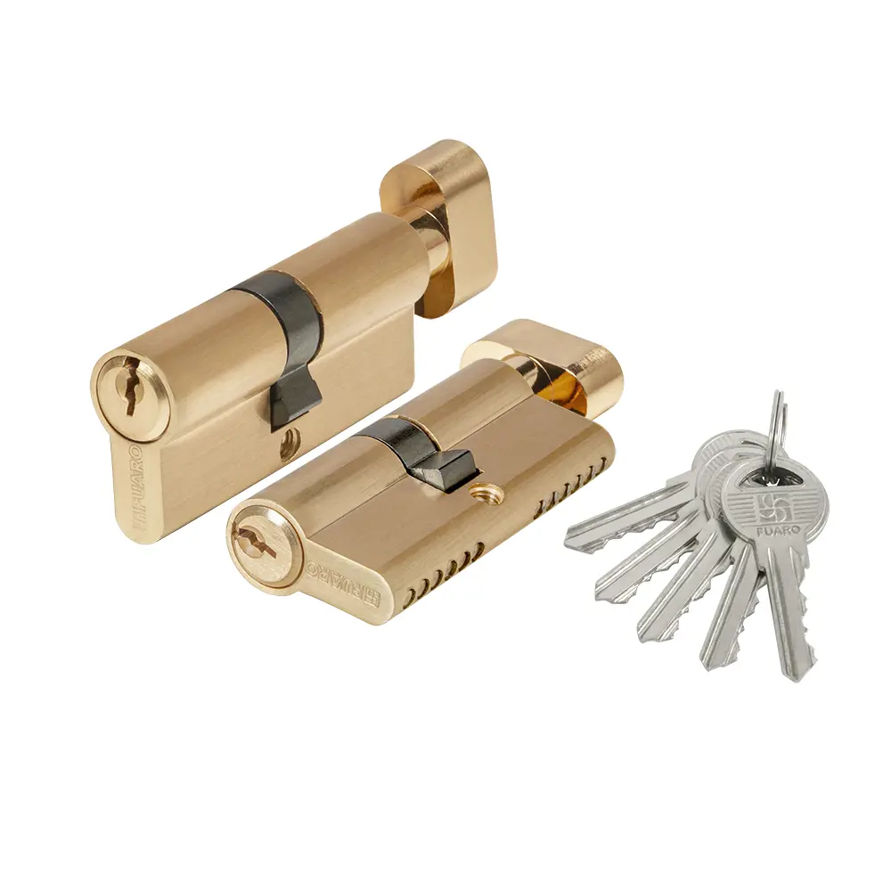 Фото Цилиндровый механизм Fuaro 1000ZM Knob70 (30+10+30) SSG сатинированное золото 5Key с вертушкой Фото Цилиндровый механизм Fuaro 1000ZM Knob70 (30+10+30) SSG сатинированное золото 5Key с вертушкой
