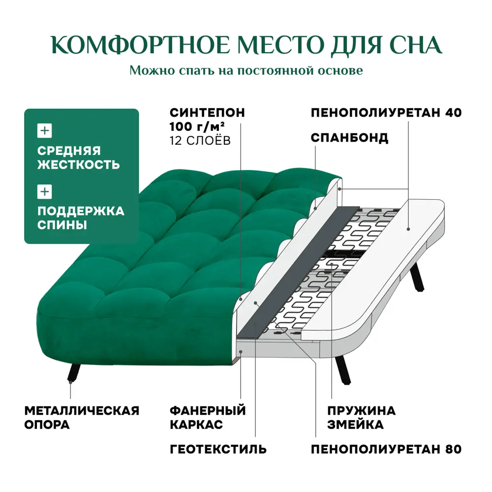 Фото 3 Пуф Brendoss Абри 70x47 см цвет изумрудный Фото 3 Пуф Brendoss Абри 70x47 см цвет изумрудный