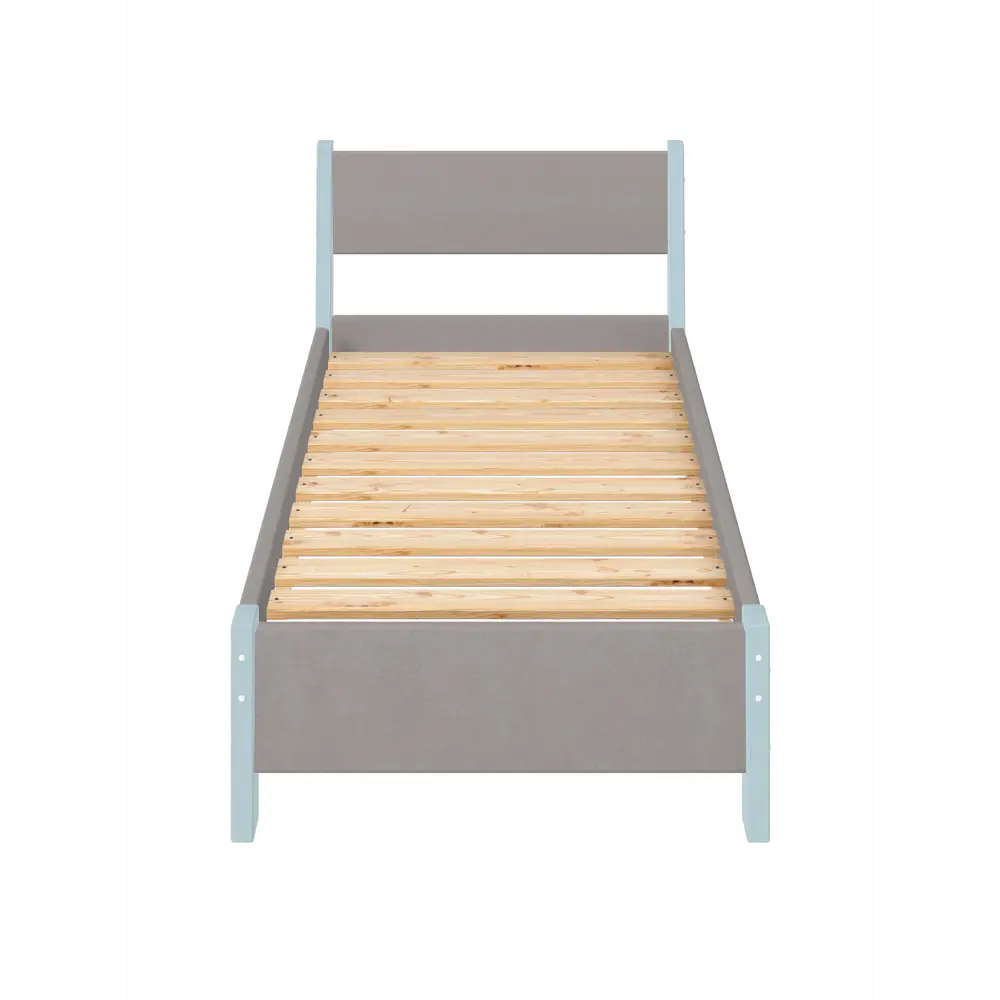 Фото 4 Кровать Solarius Мишка реечное основание mkr-obiv-rs15-gol70-200 80 x 80 x 210 см дерево цвет светло-серый/голубой