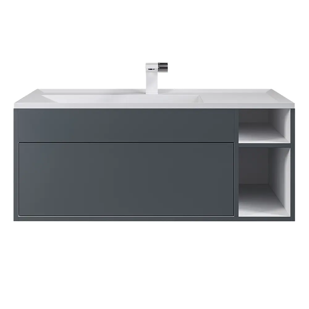 Фото Тумба с раковиной для ванной Uperwood Lotus Premium 100x50x44 см подвесная серая Фото Тумба с раковиной для ванной Uperwood Lotus Premium 100x50x44 см подвесная серая