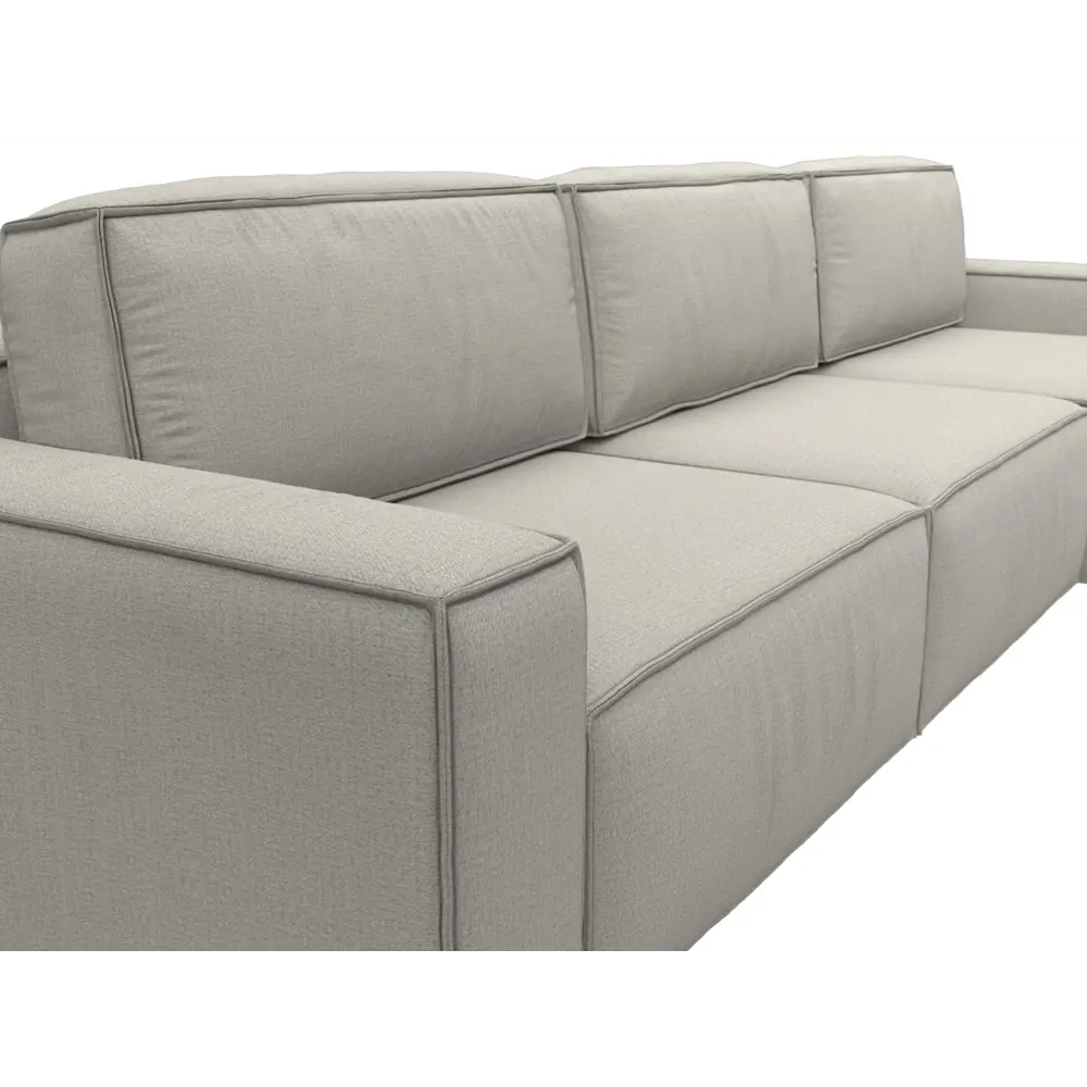 Фото 4 Диван угловой Прага Классик лонг правый угол Лига диванов 125534 357x88x170 см рогожка цвет амур 02 бежевый